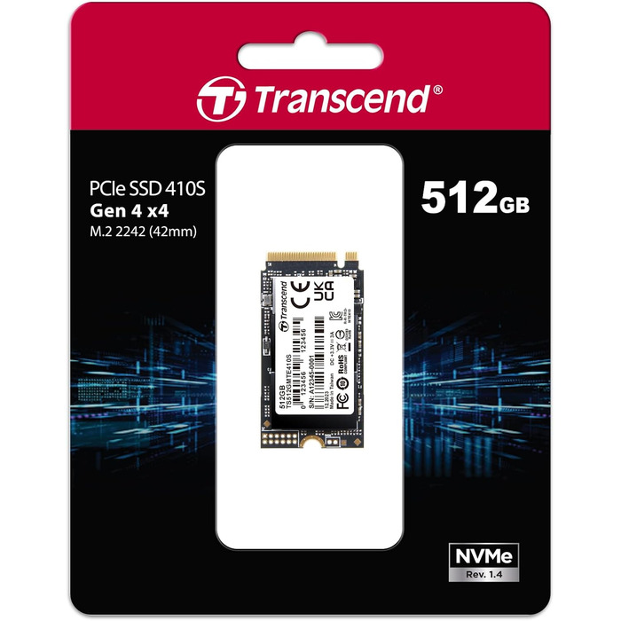SSD накопичувач Transcend M.2 NVMe PCIe Gen4 512GB (MTE410S) - Швидкість до 5000 МБ/с