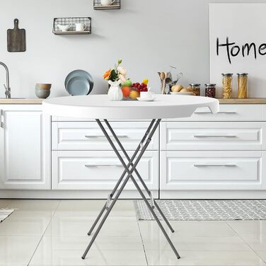 Складний стіл HollyHOME квадратний 87 см для кемпінгу, саду, балкона, кухні, вечірок - білий