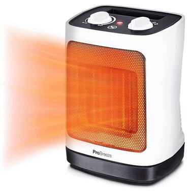 Керамічний обігрівач Pro Breeze 2000W з термостатом та осциляцією 60°, електричний конвектор з захистом від перегріву та перекидання, білий
