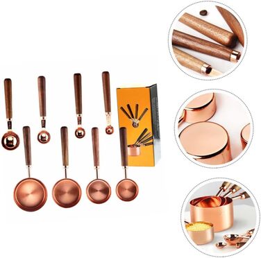 8-Piece Rose Gold Multifunctional Measuring Cup and Spoon Set with Handles - For Baking and Cooking