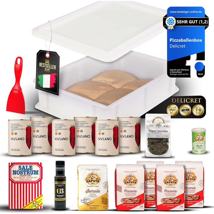 DELICRET - Premium Culinary Pizza Starter Kit | First-class pizza ingredients for unforgettable enjoyment | Pizza ball box