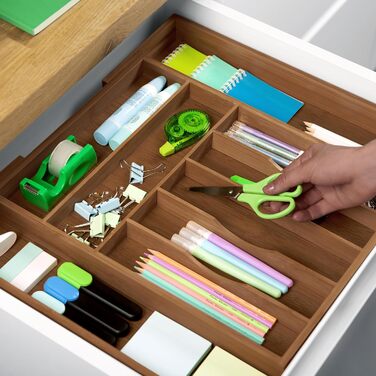 Органайзер для столових приборів ROYAL CRAFT WOOD з бамбука, 9 відділень, коричневий