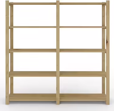 Дерев'яний стелаж Lenmar Serie B з сосни, 5 полиць, 170x80x40 см, світло-бежевий, книжкова шафа, стелаж для вітальні, офісу, складу
