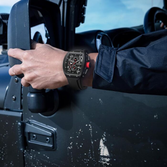 HANPOSH Чоловічий годинник: аналоговий кварцовий годинник з водозахистом, спортивний стиль, тактичний дизайн (чорний)