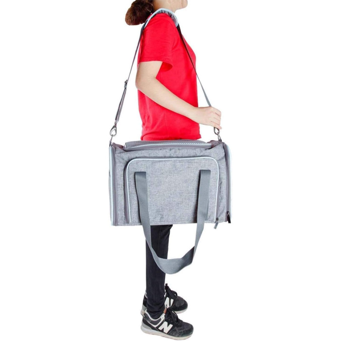 Складана переноска для собак і котів, 72 см. Підходить для подорожей на авто та літаку. Зручна переноска з довгим плечовим ременем, двостороння