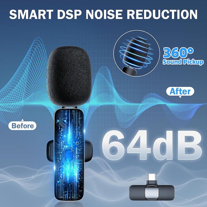 Беспроводной петличный микрофон для телефона/iPhone/iPad/камеры, Mini-микрофон для стриминга, подавление шума, Plug & Play, идеален для видеосъемок, подкастов, YouTube, TikTok & интервью (K9)