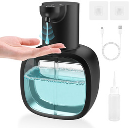 Автоматичний диспенсер для мила Dalugo з USB-C, настінний, 500 мл, електричний, сенсорний, регульований, чорний, для кухні та ванної кімнати