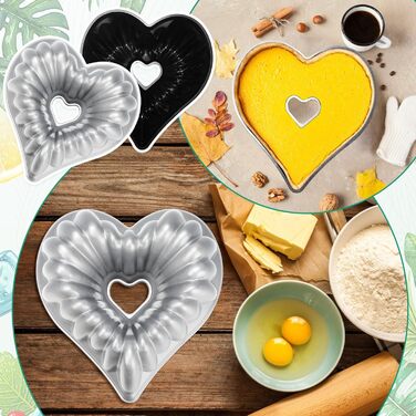 Форми для випічки Layhit 2 шт. Серцеподібні форми для тортів, 25.4 см, алюміній, антипригарне покриття, для свят та сімейних посиденьок