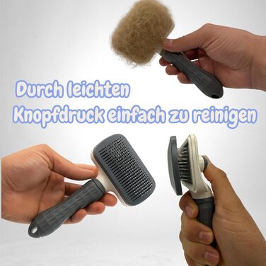 Щітка для собак та котів, самоочисна, сіра – видаляє випале шерсть, для довгої та короткої шерсті, блиск шерсті