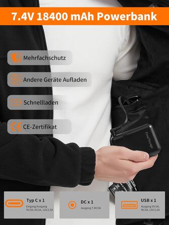 Обогрівальна куртка для чоловіків та жінок з Powerbank 18400 mAh, 10 зон обігріву, флісова куртка з акумулятором, тепла зимова куртка з обігрівом, L