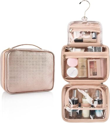 Сумка-органайзер для косметики та туалетних аксесуарів, дорожня косметичка на блискавці (рожеве золото)