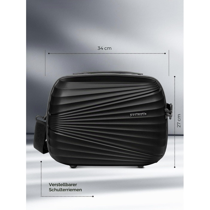 Набір ультралегких валіз Pactastic з жорстким корпусом, 3 предмети, Black Metallic, розмір XS