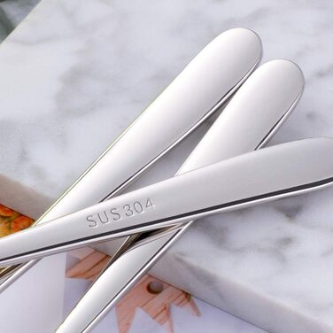 Набір довгих ложок для лате макіато та десертів із нержавіючої сталі 304, 20.5 см, 8 шт, сріблясті