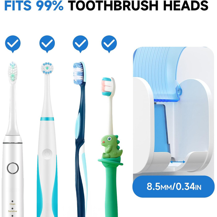 Bathroom Toothbrush Holder 【Upgraded Single Slot Design】 Wall-Mounted Toothbrush Holder with Cover, Moisture-Resistant and Dust-Proof, Toothbrush Organizer for Shower, Family, and Travel