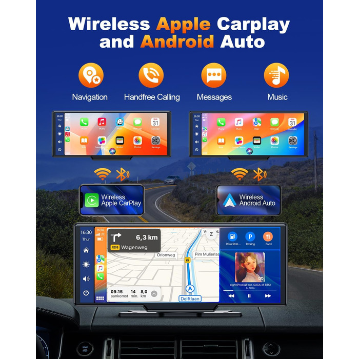 Бездротовий CarPlay/Android Auto дисплей Volam 9,26
