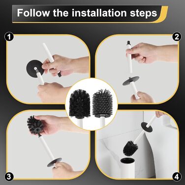 Металева щітка для унітазу Dazi з підставкою, 2 шт. для глибокого очищення, захист від бризок та засорювання (білий)