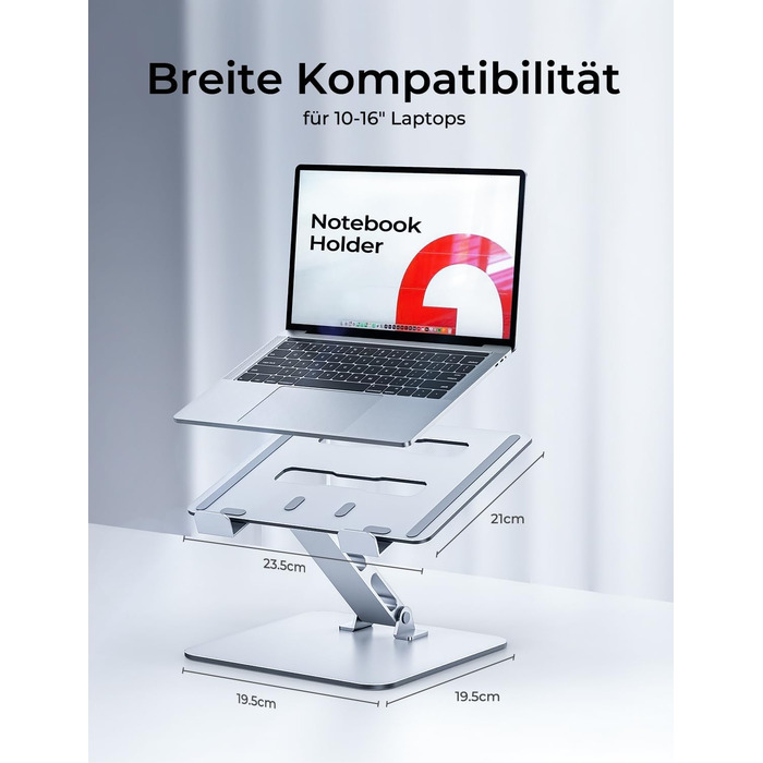 Регульований підставка для ноутбука: ергономічна, складна, з алюмінію, для MacBook Pro, HP (10–16