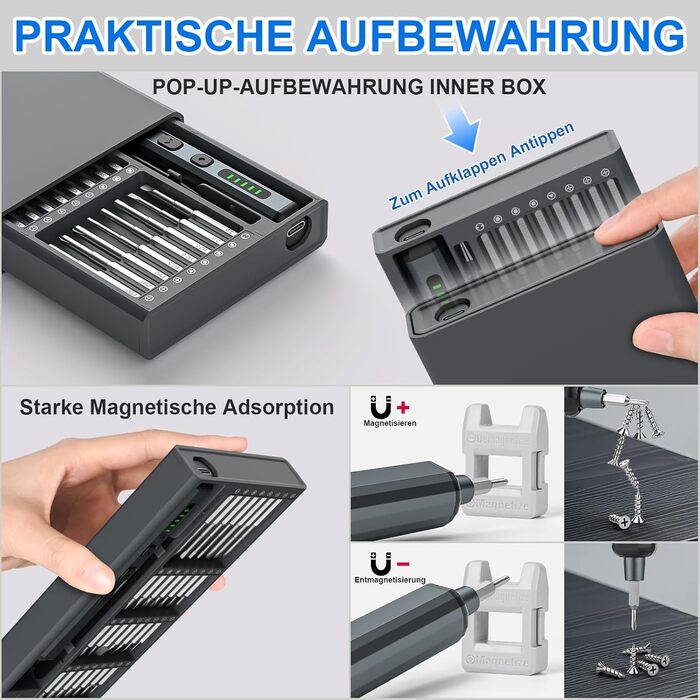 Набір викруток преміум-класу 74 в 1 з магнітними бітами для ремонту iPhone, ноутбуків, окулярів та годинників