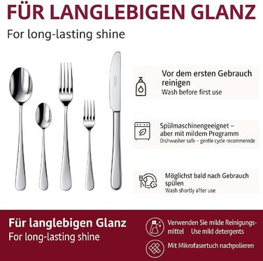 Набір столових приборів 60 предметів для 12 осіб з нержавіючої сталі – елегантний набір, полірований до блиску, безпечний для посудомийної машини та стійкий до іржі; для стильного сервірування столу в будні та на свята (Модель 6)