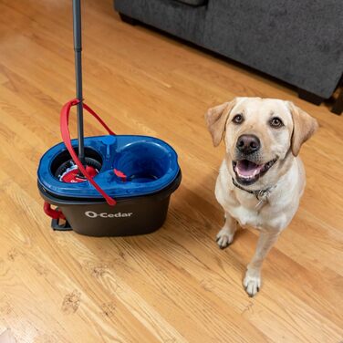 O-Cedar EasyWring Microfiber Spin Mop Refills, Floor Cleaning System with 2 Extra, Plastic, Rinseclean Spin Mop & Bucket + 2 Extra Refill Packs, RC