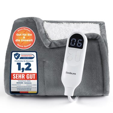Електрична ковдра BEDSURE з автоматичним вимкненням, 130x180 см, сіра - тепла подарунок для мами на Різдво