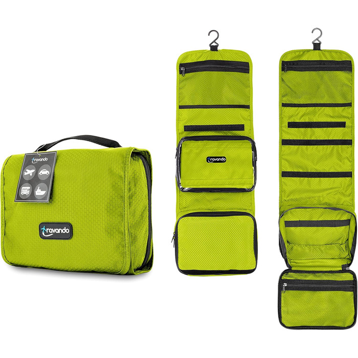 Чоловіча дорожня косметичка TRAVANDO з петлею, прозора, велика, для подорожей, зелена