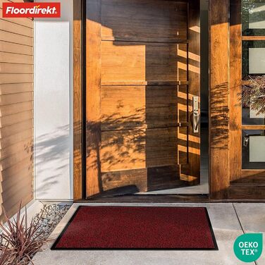 Килимок для підлоги Floordirekt Rhine - миючий, потужний, з антиковзким покриттям - килимок для входу (Sparrow), червоний (меланж), 80x120 см