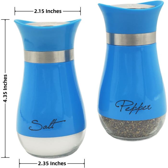 Набір солі та перцю (2 шт) з підставкою, скло та нержавіюча сталь, для кухні та кемпінгу