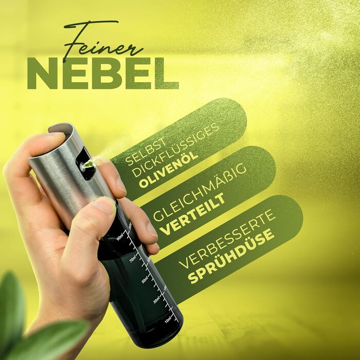 Олійний розпилювач Leisure Life® 2 шт, нержавіюча сталь 1 мм, захисне скло UV, BPA-free, 100 мл, для оливкової олії та здорового приготування (Чорний обсидіан)