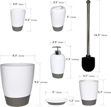 Набір аксесуарів для ванної кімнати HOUSIO, 6 предметів, чорно-червоний (тримач для зубних щіток, миска для мила, дозатор для лосьйону, стакан, WC-щітка, сміттєве відро)