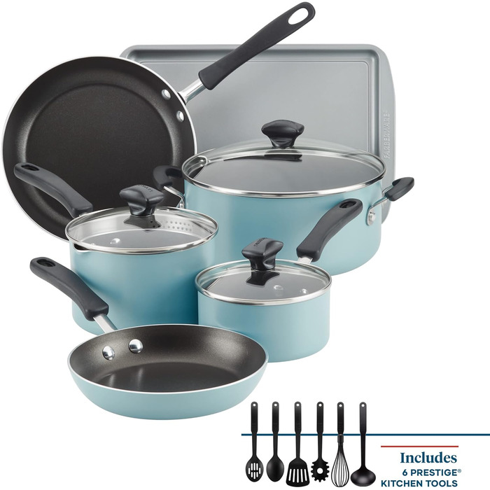 Набір кухонного посуду Farberware Cookstart DiamondMax: 15 предметів, антипригарне покриття, включає форми для випічки та кухонні аксесуари, миється в посудомийній машині