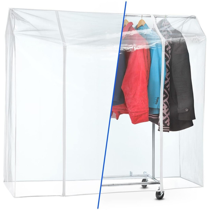 Tatkraft BIG Garment Rack Cover, Clothes Rack Cover, Plastic, Transparent, 2 Zippers, Extra Wide, cm (L120)
