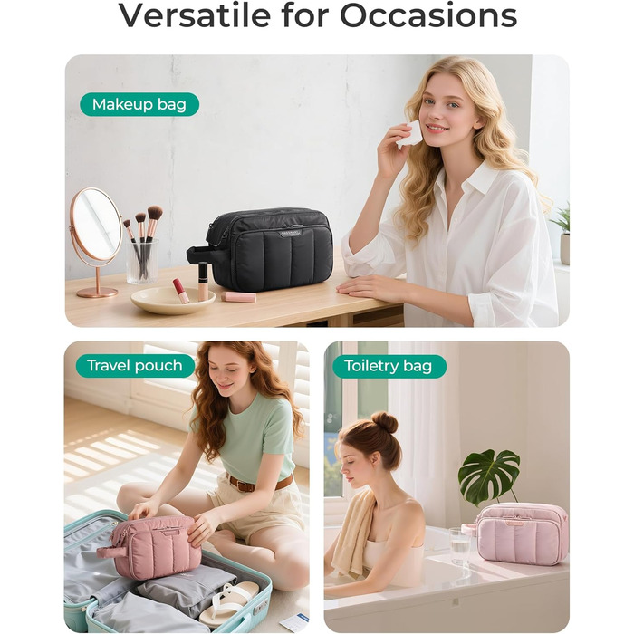 BAGSMART Косметичка для подорожей, органайзер для макіяжу та туалетних аксесуарів, чорна