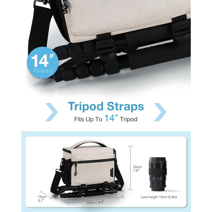 Сумка для камери Bagsmart: водонепроникна фотосумка для DSLR/SLR з дощовиком (сірий/бежевий)