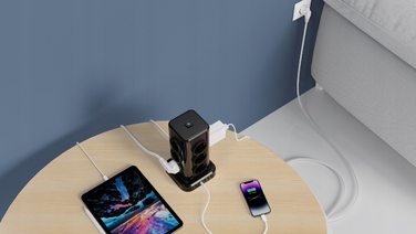 Мережевий фільтр Perys: 12 розеток, 3x USB-A, 3x USB-C, 2 м, чорний