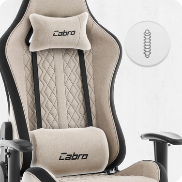 Ігрове крісло Cabro C508, тканинне, бежево-чорне
