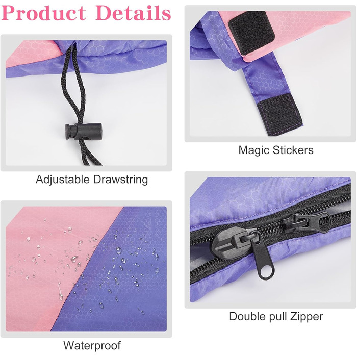 Yarmiene 3-4 Season Sleeping Bag - Warm & Rectangular for Adults & Kids - Outdoor, Camping & Hiking - Purple & Pink