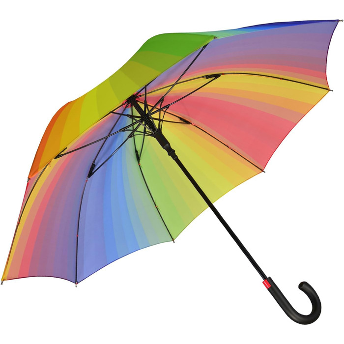 iX-brella Fiberglass Automatic Umbrella with Color-Changing Wetprint - Raindrops (Rainbow)