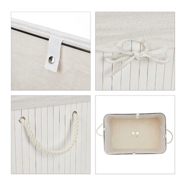 Relaxdays Bamboo Laundry Basket with 3 Compartments
