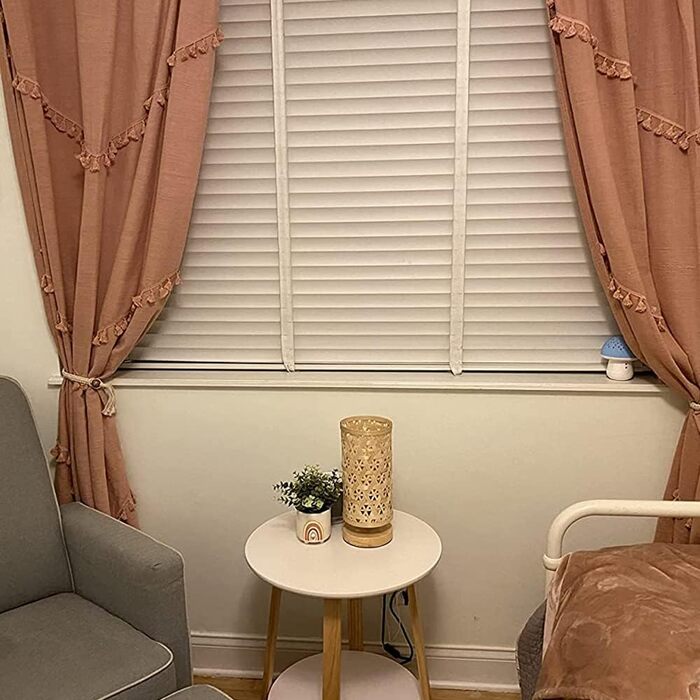 Сучасна LED лампа Depuley на стіл, бамбук та дерево, круглі, з абажуром з ротангу, 60 Вт, патрон E27, нічник, лампа для читання, для спальні, дитячої кімнати, з лампою (Rund-2)