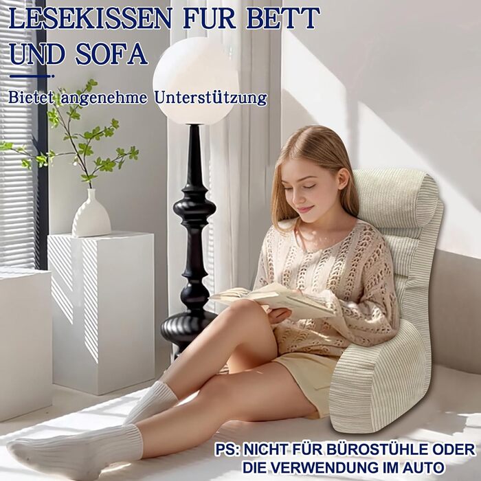 Підкуштунок для ліжка та дивану з підлокітником, 65x30 см, кремовий