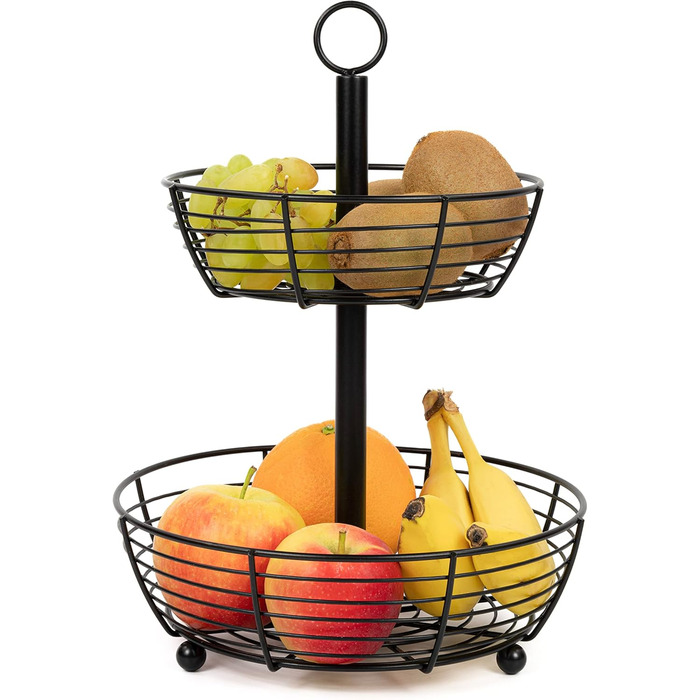 Auroni Етажерка Infinite: двоярусна етажерка для фруктів - стильний фруктовий кошик, H=33 см, D=24 см