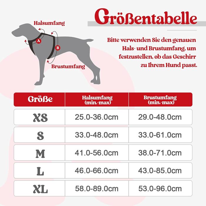 Нагрудник для собак Rabbitgoo середнього розміру, анти-тяга, регульований, великі собаки, дихаючий, з світловідбиваючими смугами, безпечне ведення, червоний (1 шт.)