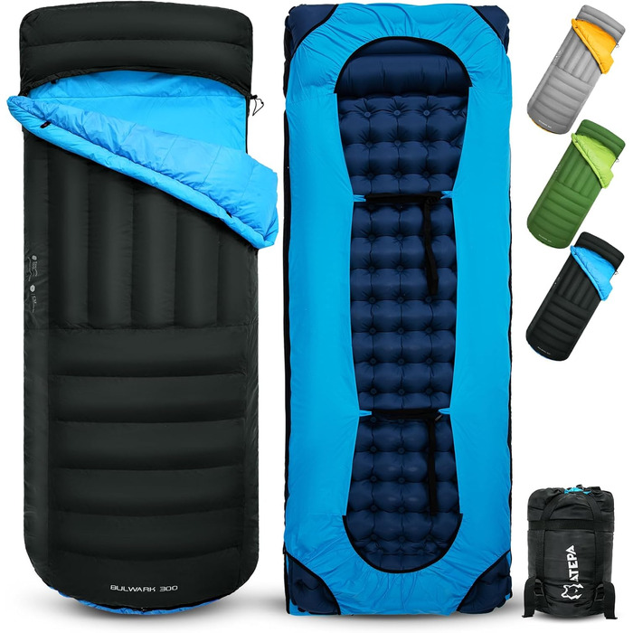 Спальний мішок ATEPA Down Ultralight 650 FP, 3-сезонний, -18°C, чорний. З компресійним мішком, як ковдра