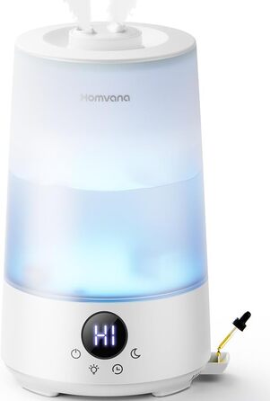 Зволожувач повітря Homvana для спальні: 3.6L, 360° Cool Mist, тиха робота 16dB, аромадифузор, нічне підсвічування 7 кольорів, BPA Free, для дітей та рослин