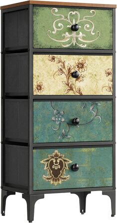 LYNCOHOME Chest of Drawers with 8 Fabric Drawers, Sideboard with Fabric Drawers, Drawer Unit for Kitchen, Office, Hallway, TV Stand with Fabric Drawers (4 Drawers)