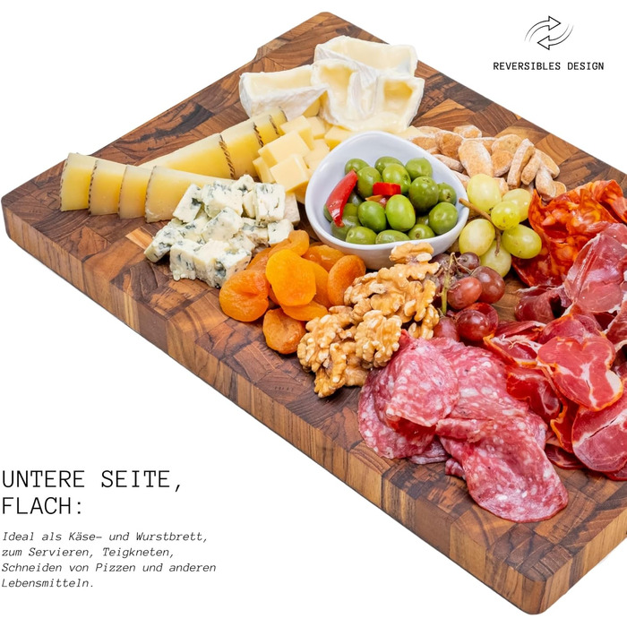 Дерев'яний обробний дошка Erke Schneidebrett з текового дерева, 44 x 29.5 x 3.2 см, з жолобом для соку, товщина 3.2 см