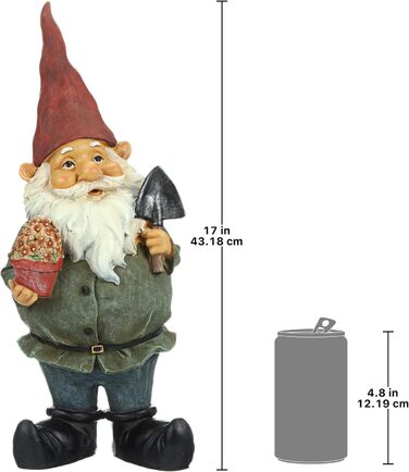 Design Toscano Decorative Gnome Figurine, Resin, 18 x 6.5 x 43 cm