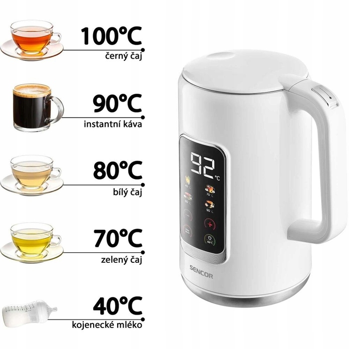 Електричний чайник Sencor SWK 0950WH, 2200 Вт, 1,7 л, білий