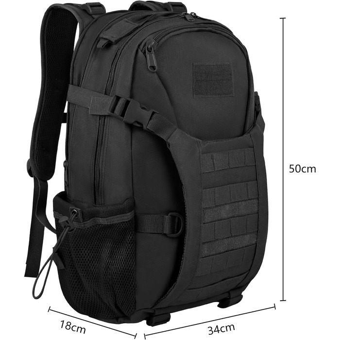 Zavothy 35/45L Military Backpack Men Women, Tactical Backpack, Trekking Backpacks, Outdoor Backpacks, Hiking Backpacks, for Camping, Mountaineering, Gymnastics Training, Shopping, City Trips, Cycling (Black-35l)